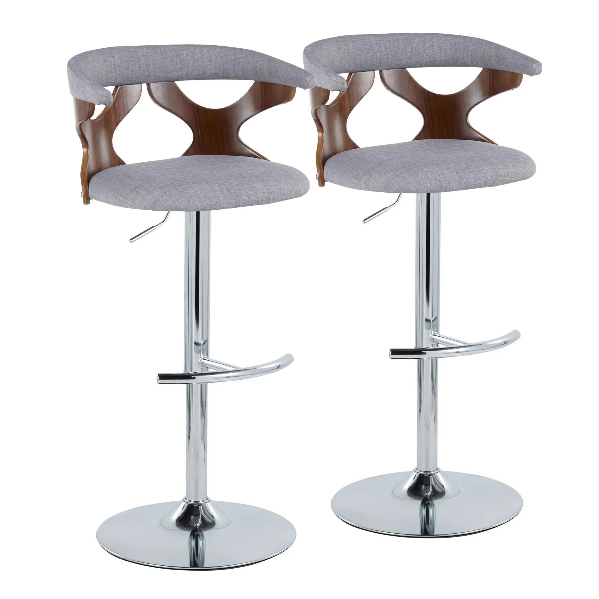 Gardenia - Mid Century Modern Adjustable Barstool With Swivel With Rounded T Footrest (Set of 2) by Unique Piece Furniture