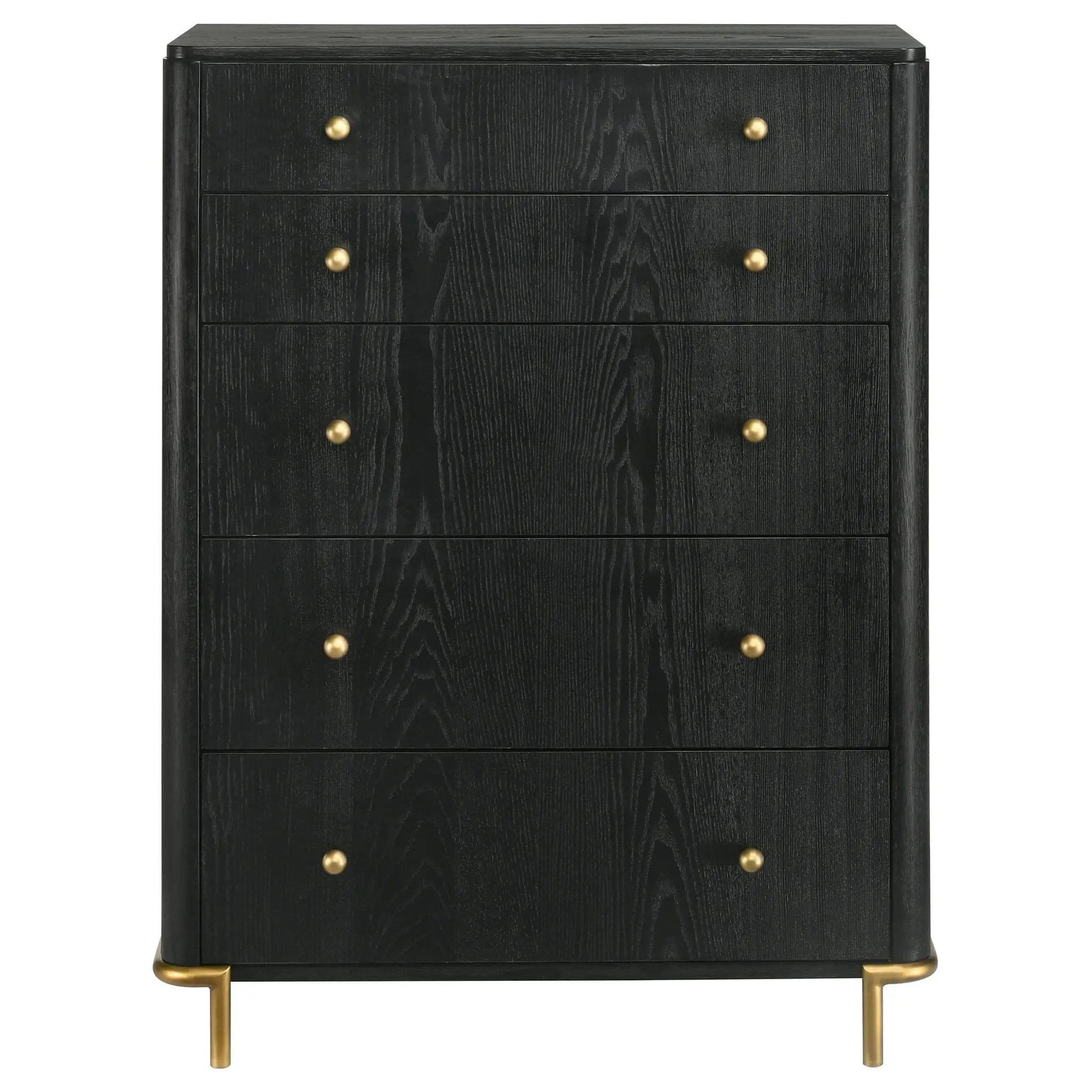Anser - 5 Drawer Chest, Bedroom Storage Furniture - Black by HouseOfZazla