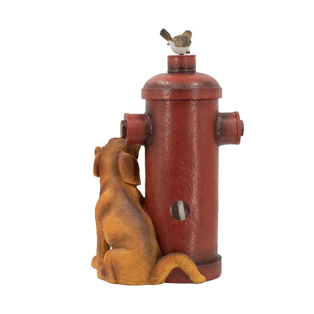 Red Fire Hydrant Water Fountain with Dog and Bird Accents by HouseOfZazla