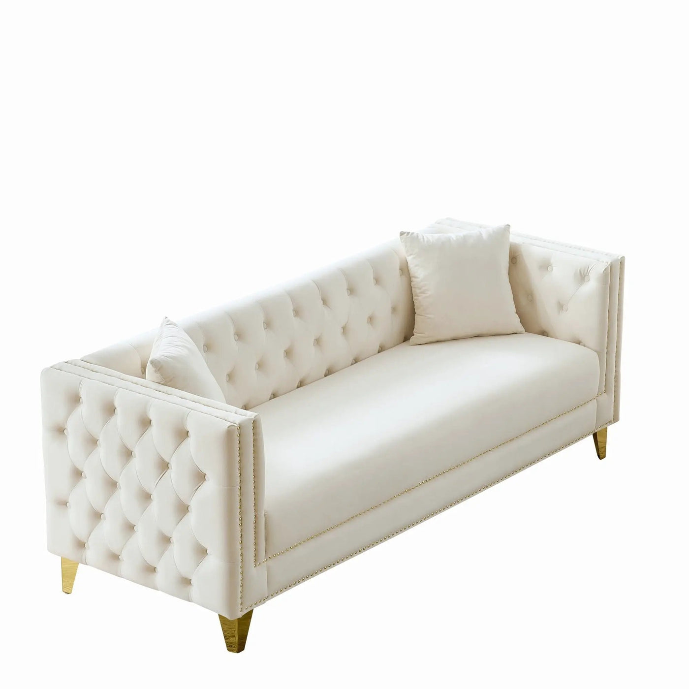 3 Seater Deep Seat Sofa, Sofa With Button Nailhead, Square Arm by HouseOfZazla