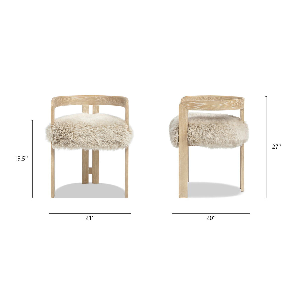 Low Back Dining Chair with Genuine Sheepskin Upholstery - Natural Blonde, photo 8 of 8