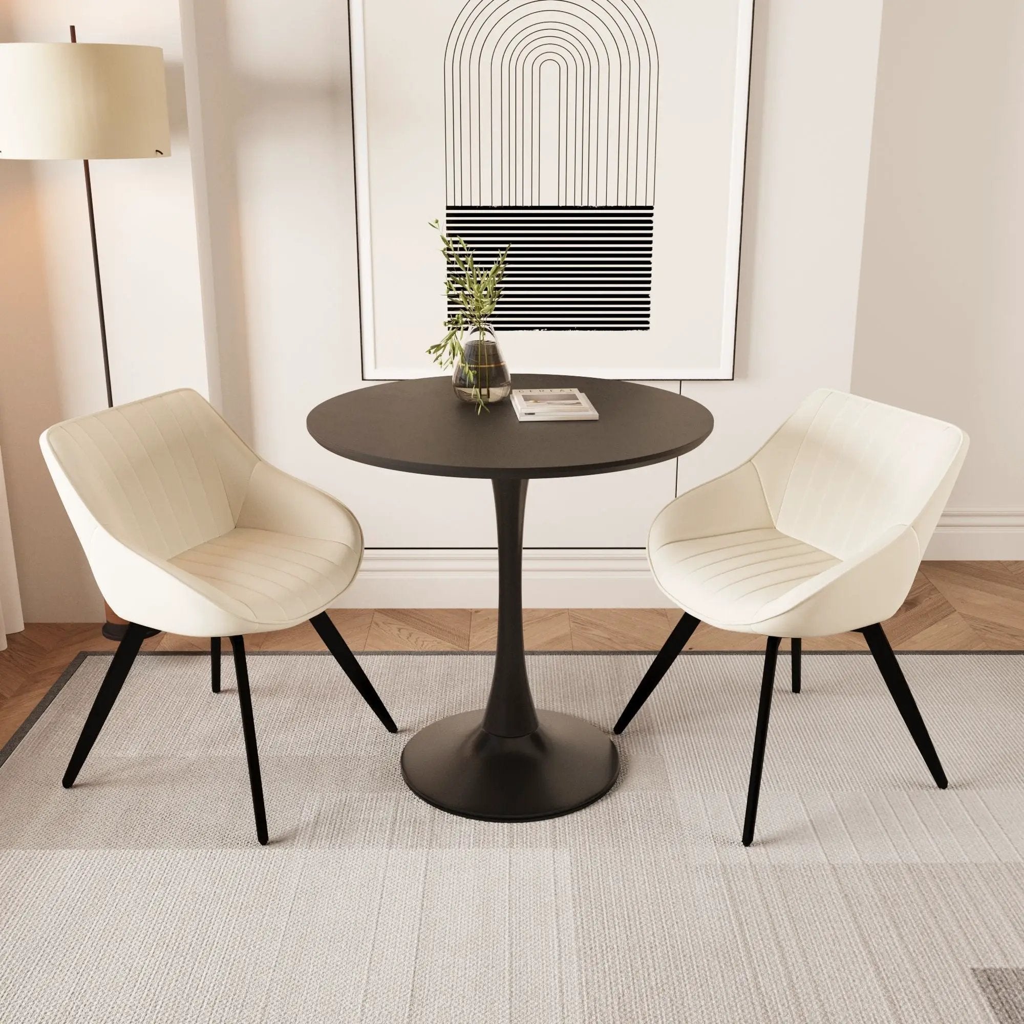 Round Dining Table Set With Tulip Design And 2 Chairs by HouseOfZazla