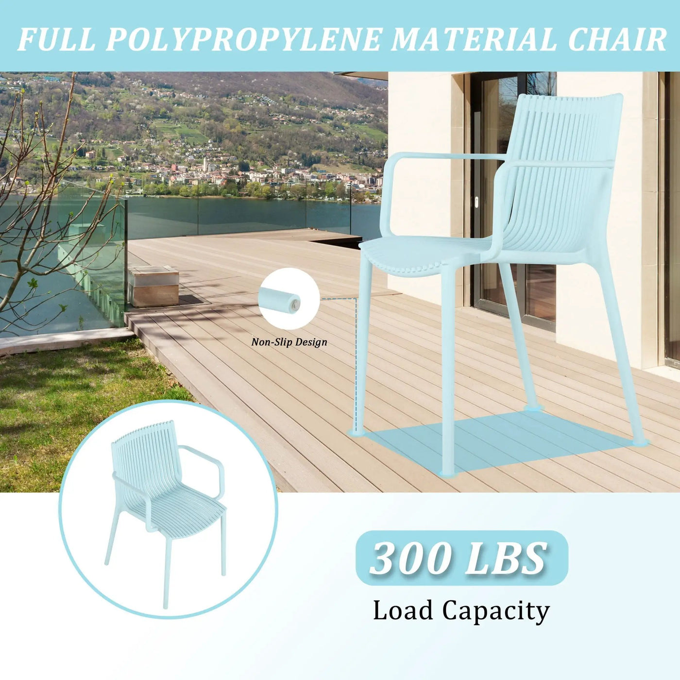 4 Modern Stackable Plastic Armchair Matched With Round Table by HouseOfZazla