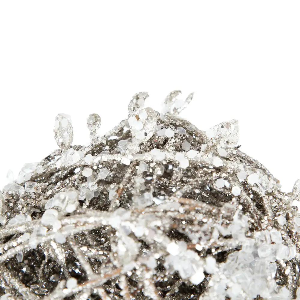 Iced Leaf/Twig Ball Christmas Tree Ornaments - Set of 4 by HouseOfZazla