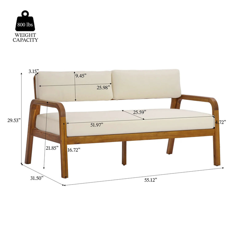 2 Pieces Outdoor Sofa Set with Cushions - Teak by HouseOfZazla