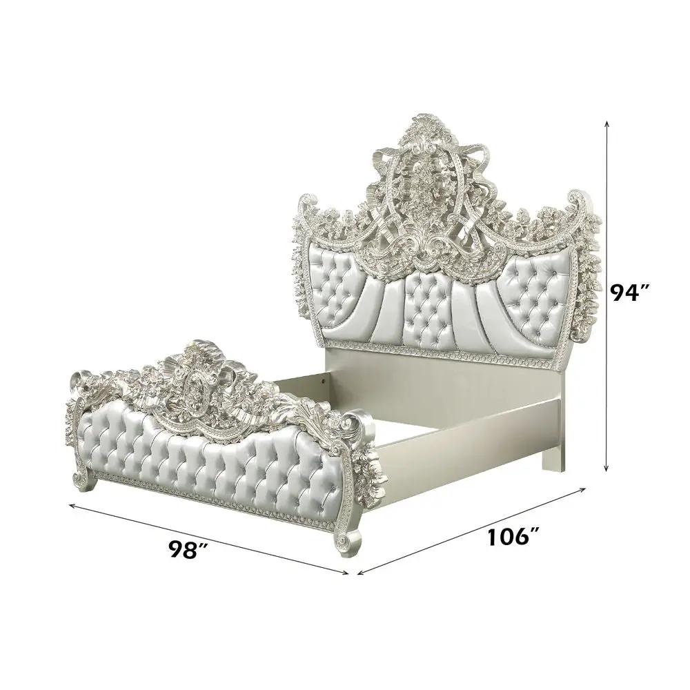 Sandoval - Eastern King Bed - Beige Synthetic Leather & Champagne by Unique Piece Furniture