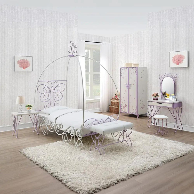 Priya II - Bench - White & Light Synthetic Leather Rple by Unique Piece Furniture