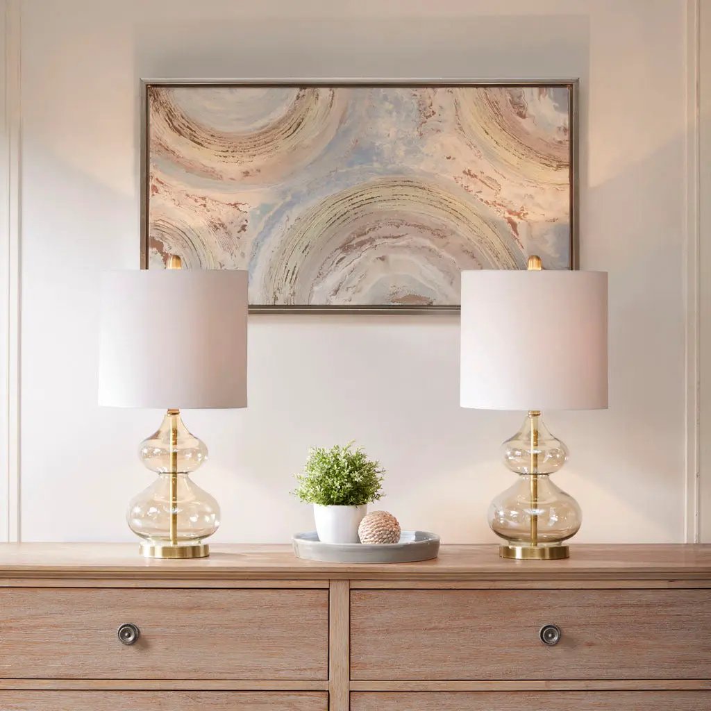 Ellipse Curved Glass Table Lamp, Set of 2 by HouseOfZazla