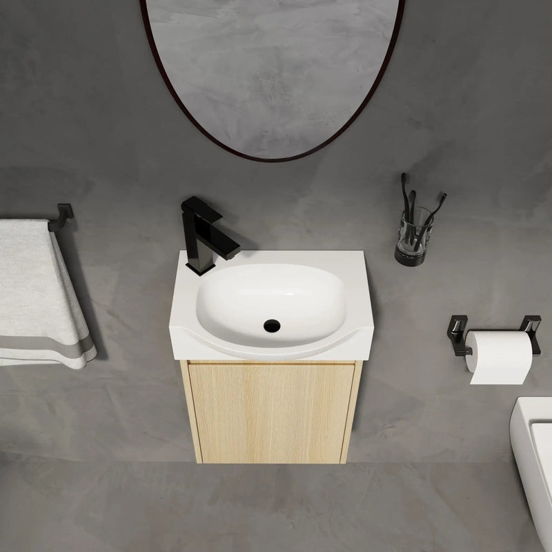 Modern Bathroom Vanity With Ceramic Basin, Wall Mounted Floating Sink Combo, Storage Cabinet by Unique Piece Furniture