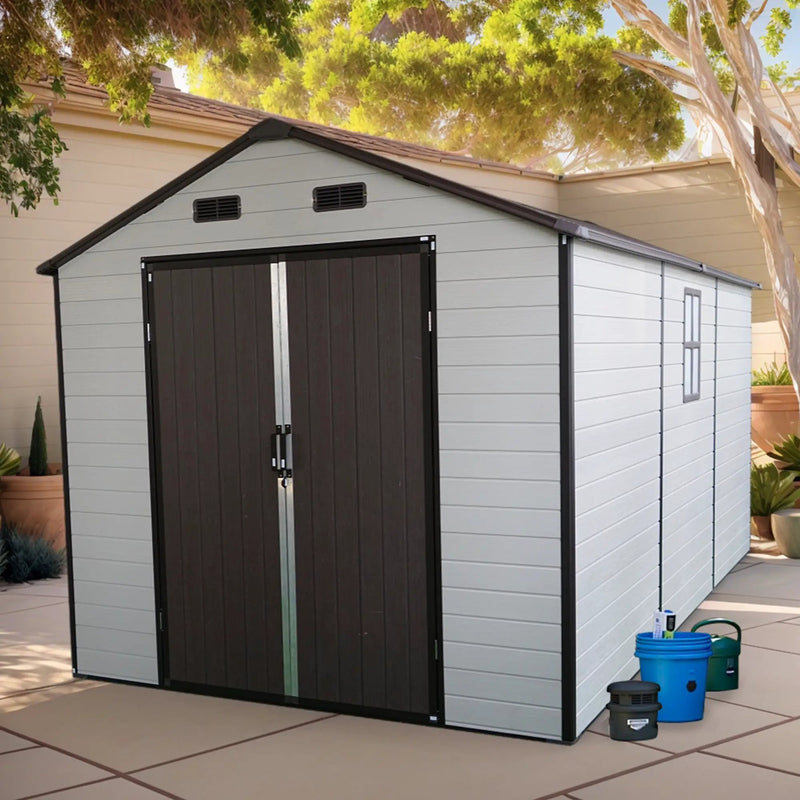 8x14 Ft Outdoor Resin Storage Shed with Windows by HouseOfZazla