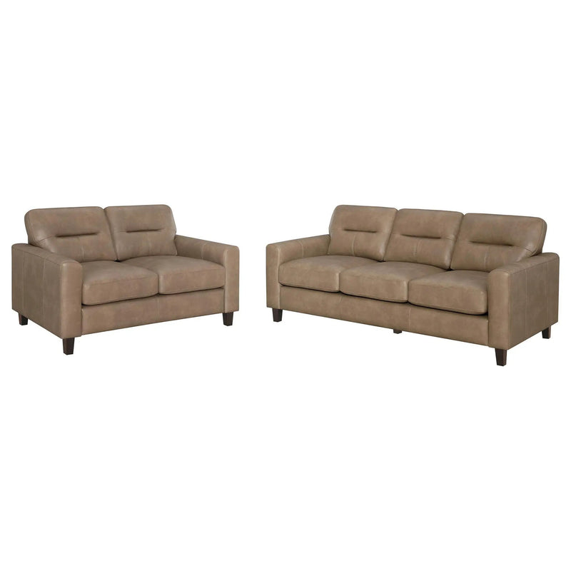 Scotland 2-piece Faux Leather Upholstered Sofa Set Brown by Unique Piece Furniture