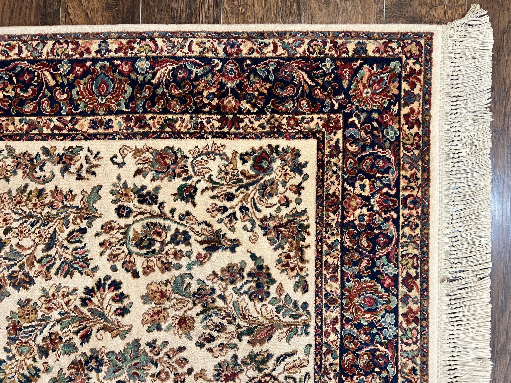 Karastan Rug 5.9 x 9 Ivory Sarouk #760, Vintage Wool Original Collection 700 Series, Discontinued by Jewel Rugs