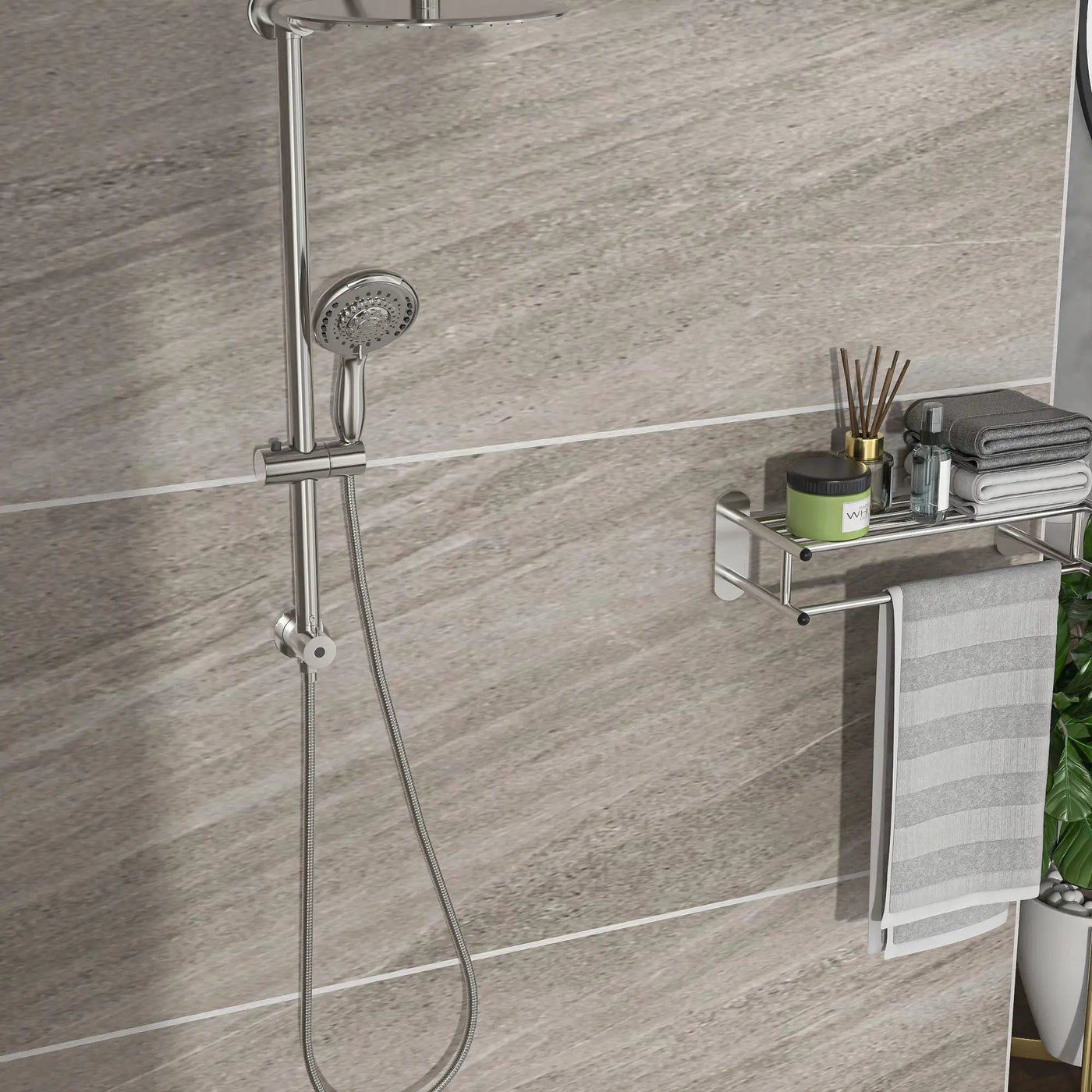 Shower System With 5 Function Rain Hand Shower And Slide Bar Combo by HouseOfZazla
