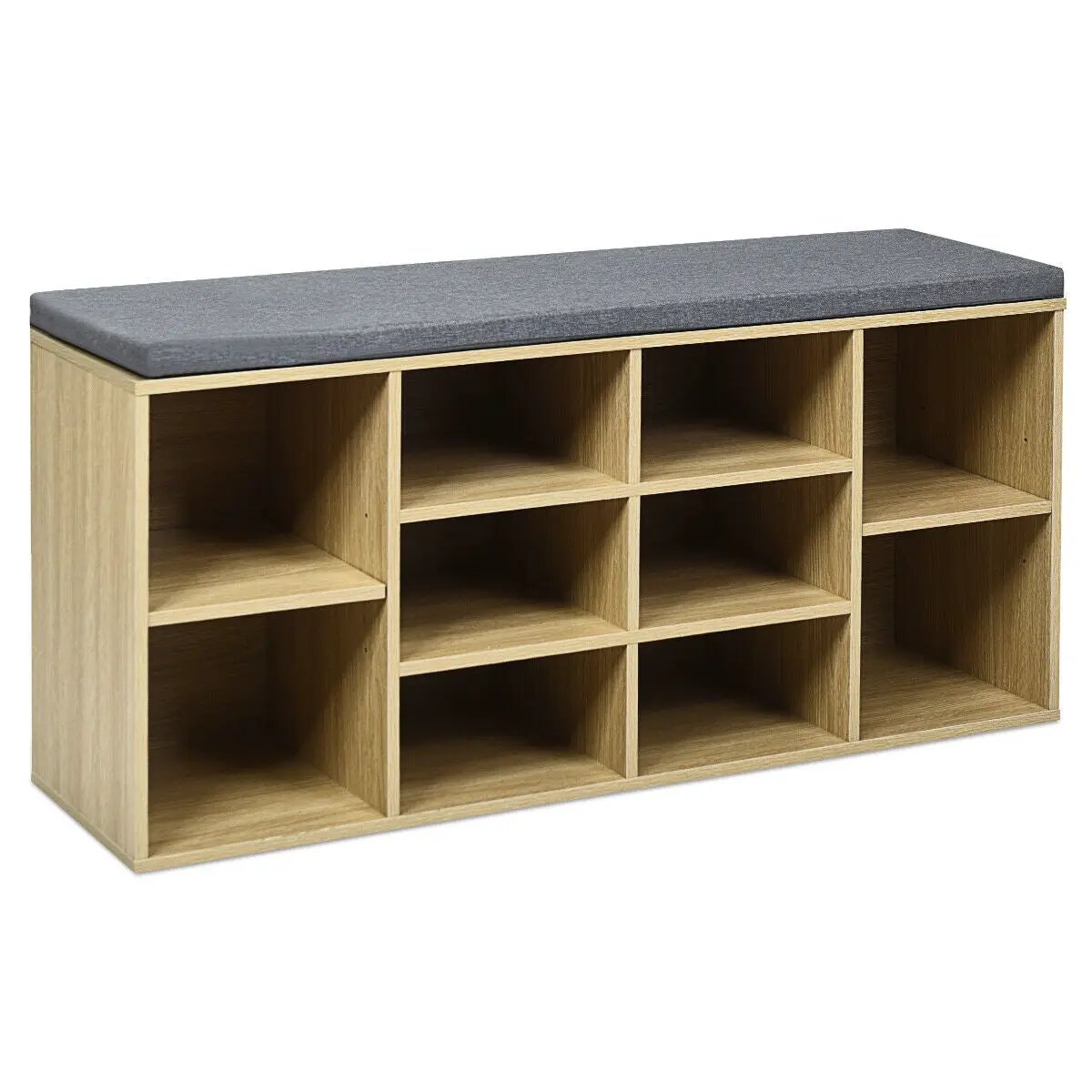 10-Cube Organizer Shoe Storage Bench with Cushion for Entryway by DirectDeals