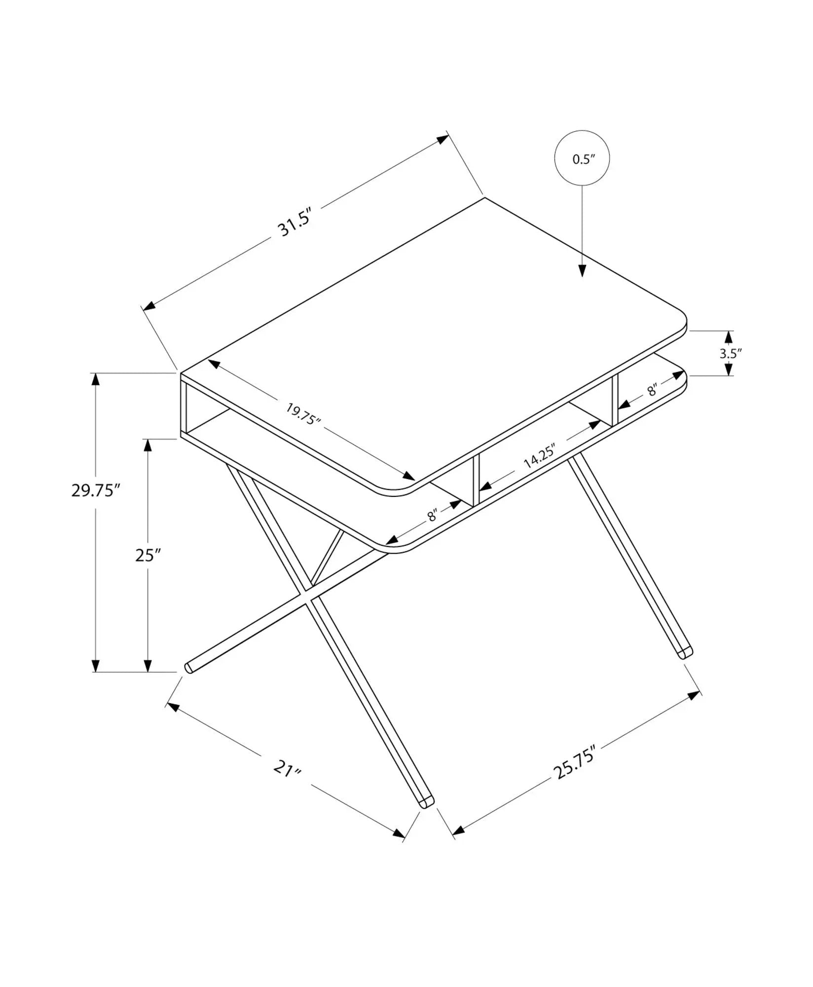 Computer Desk For Home Office, Laptop, Storage Shelves, Modern Convenient Design - White by Unique Piece Furniture