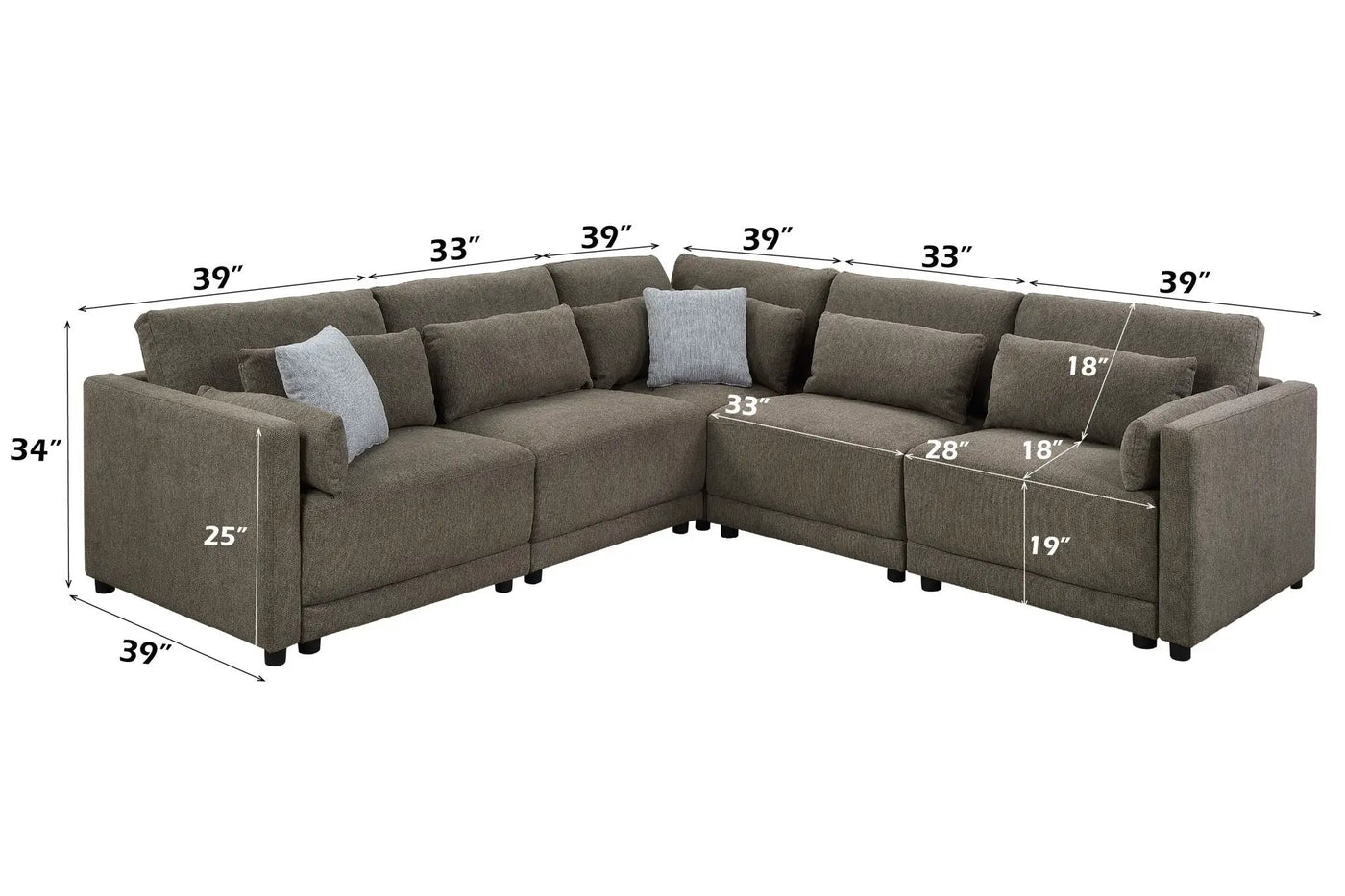 Rylie Modular Sectional Sofa With Toss Pillows by HouseOfZazla