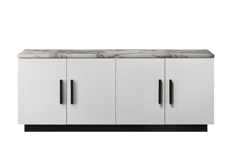 Matilda Cabinet Console Table with White Faux Marble Top - Black Base, photo 3 of 4