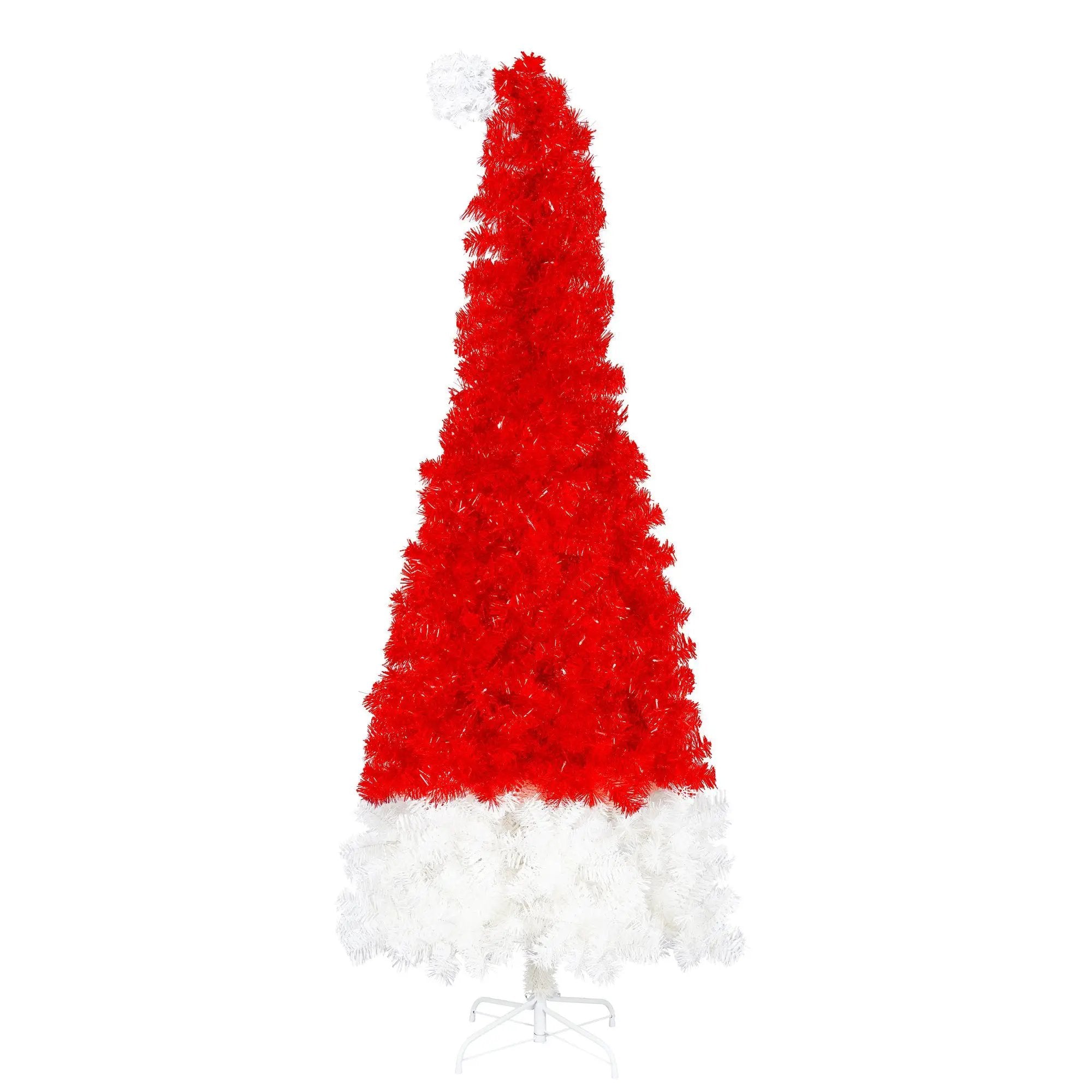 6FT Artificial Christmas Tree with LED Light, Santa's Hat Shape by HouseOfZazla
