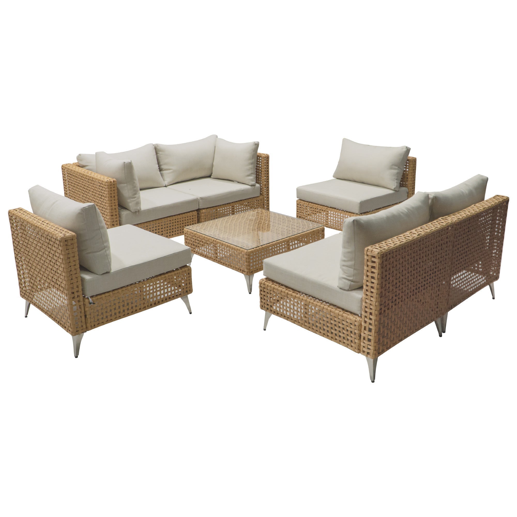 K&K 8-Piece Patio Furniture Set with Fire Pit Table by HouseOfZazla