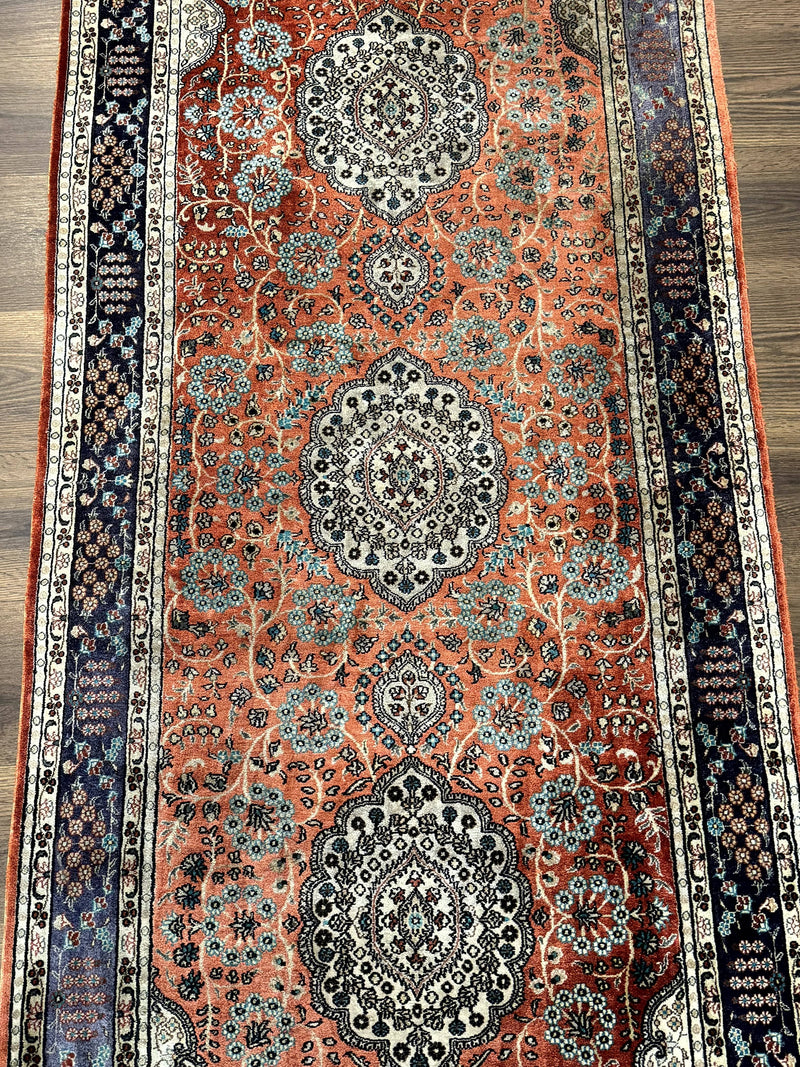 Turkish Silk Runner Rug 3x8, Short Runner Rug, Red, Floral Medallions, Very Fine 360 KPSI, 3 x 8 Runner by Jewel Rugs