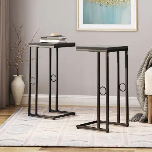 Essex Set of 2 Modern Black Metal End Tables by HouseOfZazla