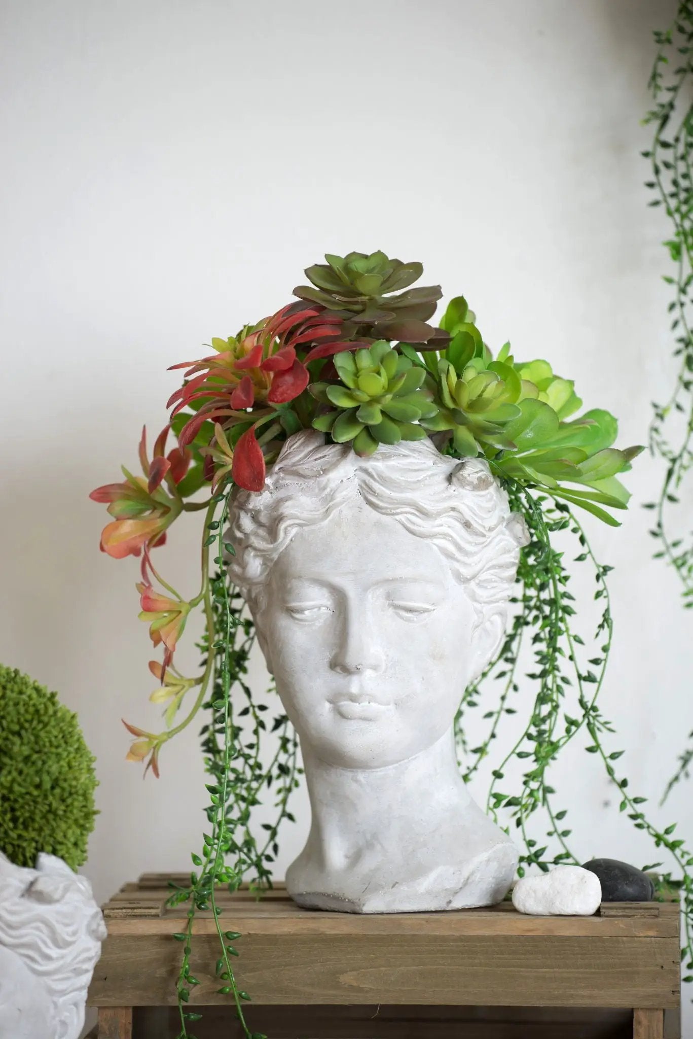 Greek Style Cement Head Planter Indoor Outdoor Home, Garden Decor - Gray by Unique Piece Furniture