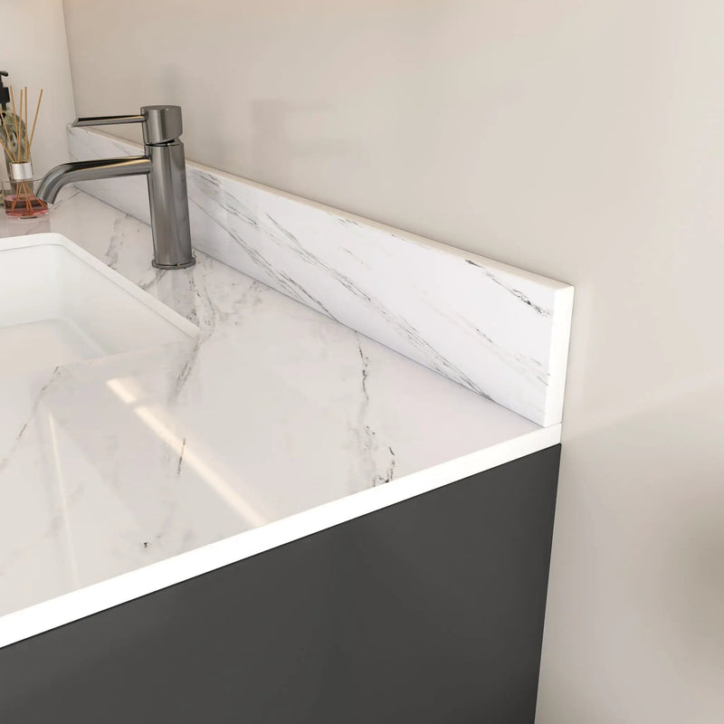 Bianco Carrara Venato Marble Vanity Top With Pre Drilled Faucet Hole And Undermount Sink by HouseOfZazla