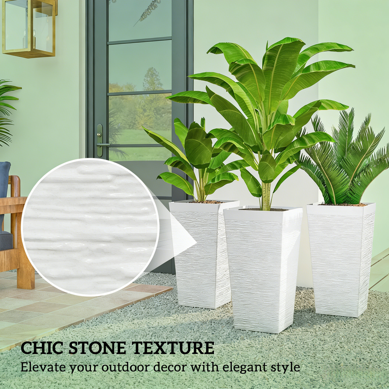 Stackable Tapered Planters, Set of 3 Outdoor Planters by HouseOfZazla