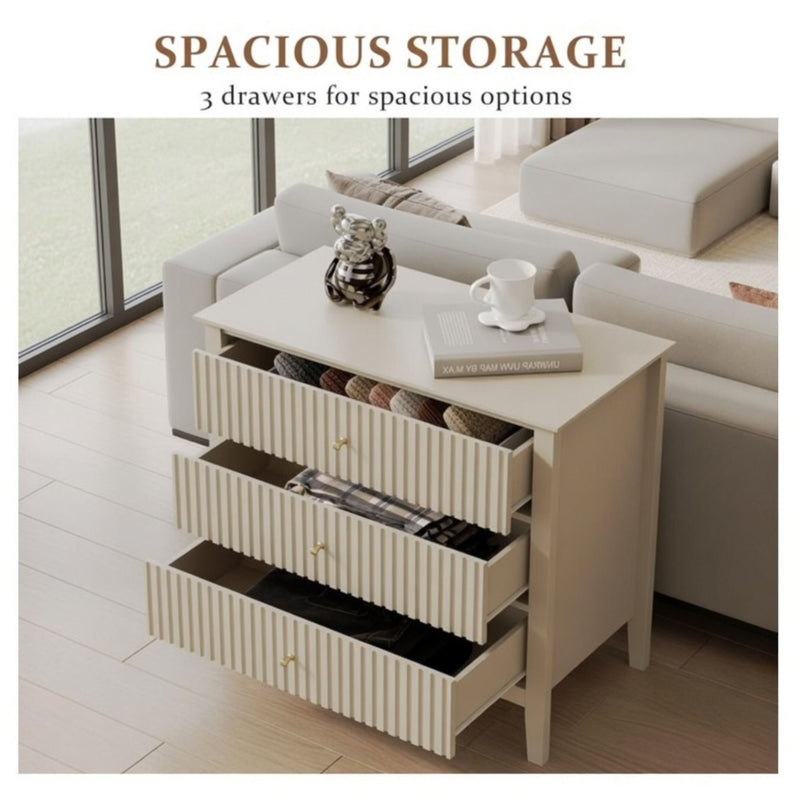 Fluted 3 Drawer Nightstand With Soft Close Slides by HouseOfZazla