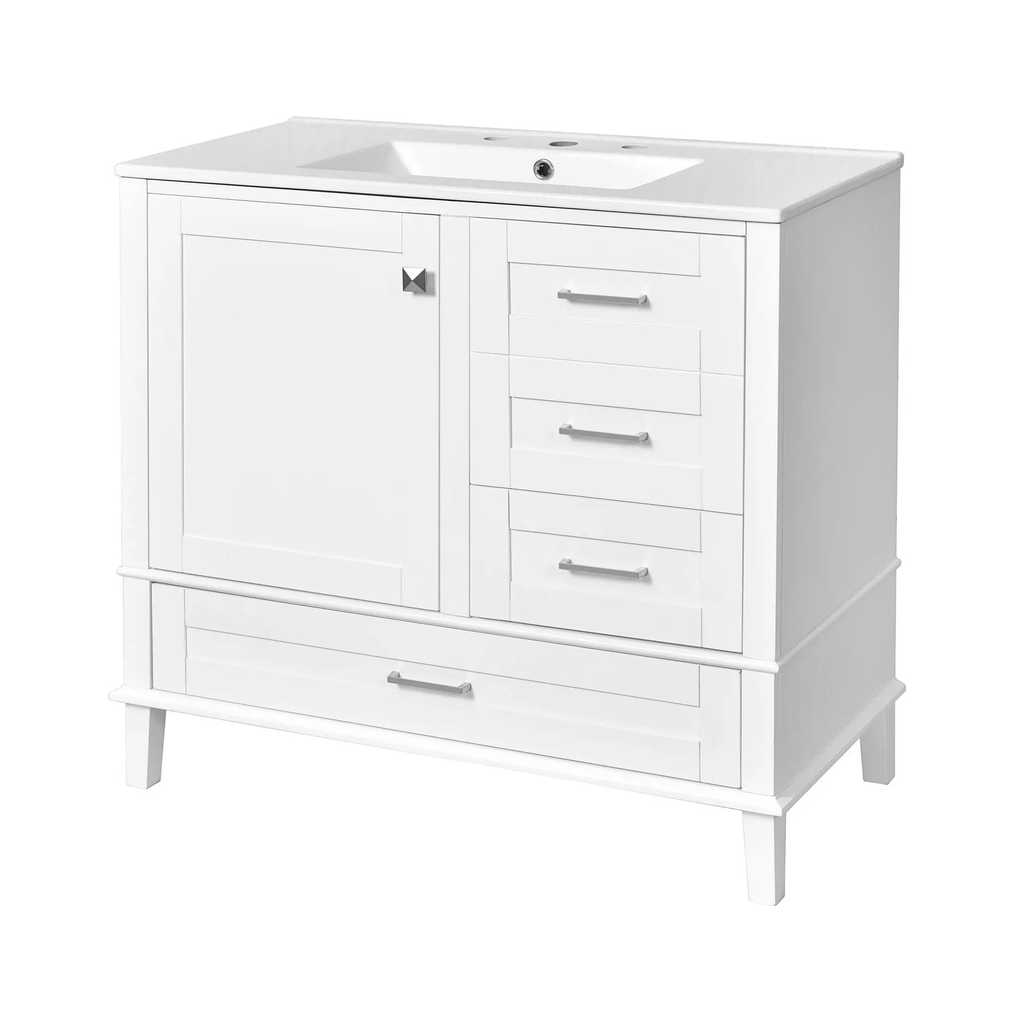 Bathroom Vanity, Modern Bathroom Cabinet With Sink Combo Set, Bathroom Storage Cabinet With A Soft Closing Door And 3 Drawers, Solid Wood Frame by HouseOfZazla
