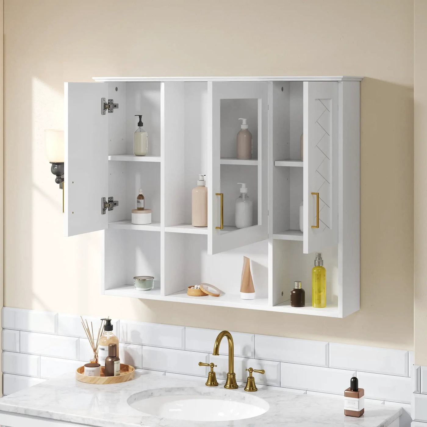 Modern Wall Mounted Medicine Cabinet with Adjustable Shelves and Soft Close Doors by HouseOfZazla
