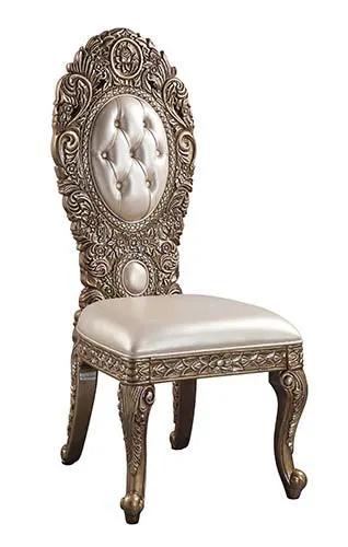 Constantine - Side Chair (Set of 2) - Synthetic Leather , Brown & Gold by Unique Piece Furniture