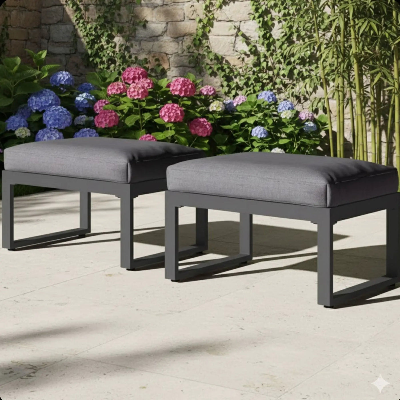 Patio All-Weather Ottomans With Thick Cushions (Set of 2) by HouseOfZazla