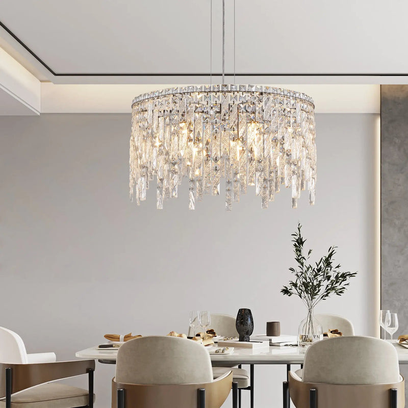 24" Luxurious Round Silver Crystal Chandelier by HouseOfZazla