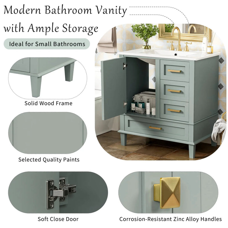 30" Bathroom Vanity with Sink Combo Set by HouseOfZazla