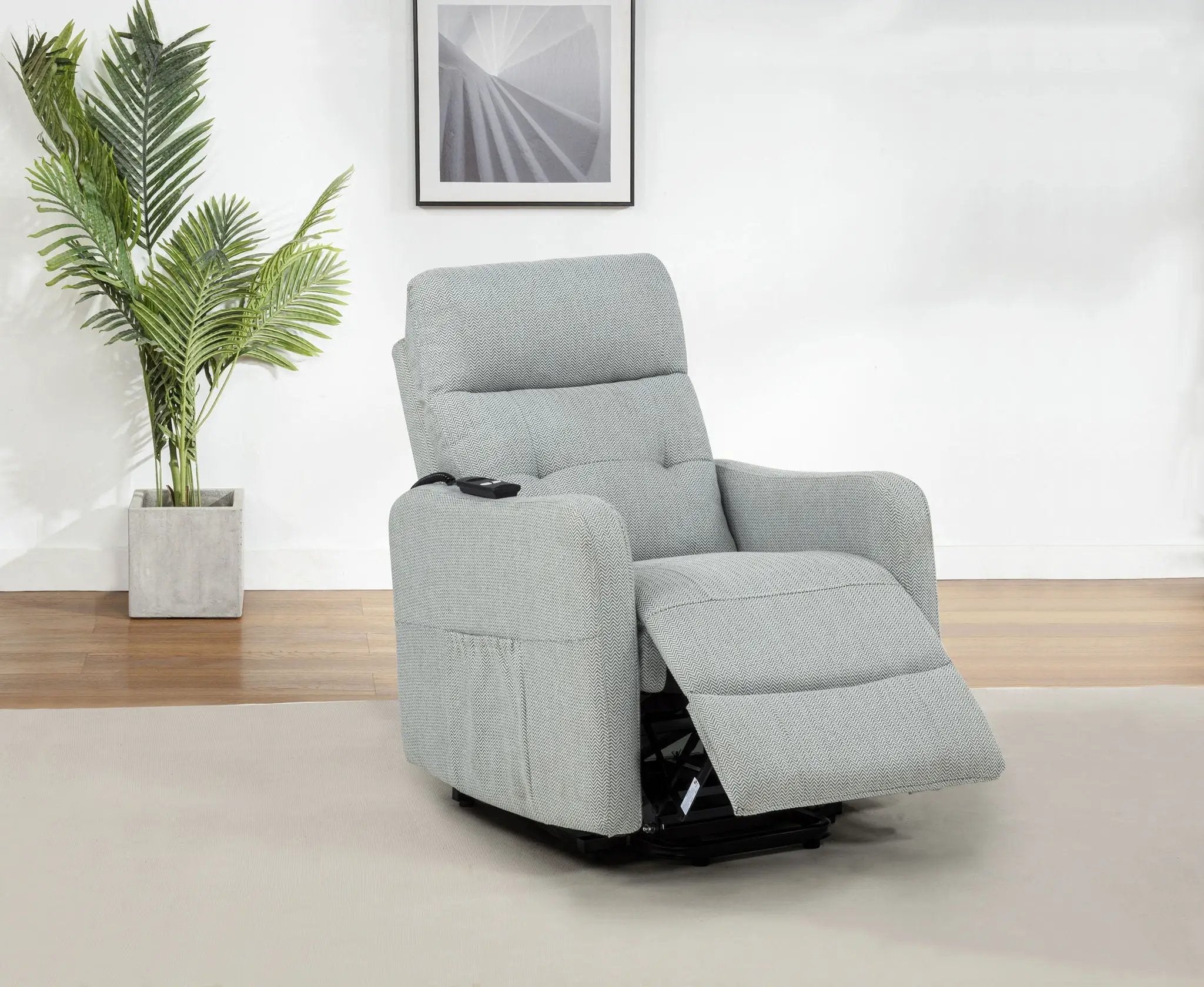 Dayes Upholstered Power Lift Recliner Chair Light Grey by Unique Piece Furniture