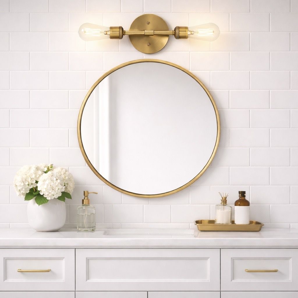 Reverie Double Lights Bathroom Wall Sconce Over Mirror - Clear / Gold, photo 9 of 10