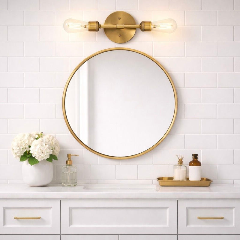Reverie Double Lights Bathroom Wall Sconce Over Mirror - Clear / Gold, photo 9 of 10