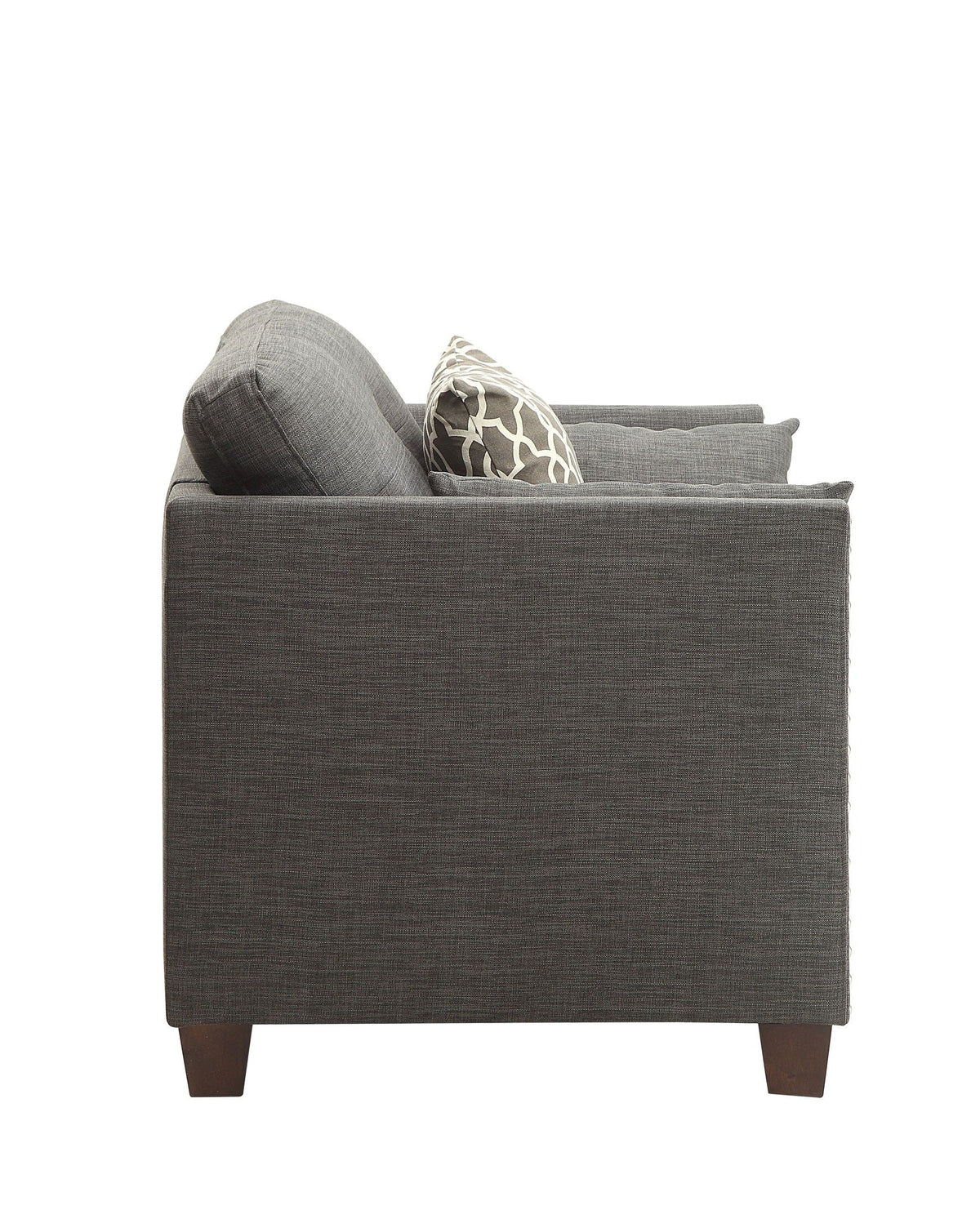 Light Charcoal Arm Chair with 3 Pillows and Nailhead Trim, photo 5 of 7