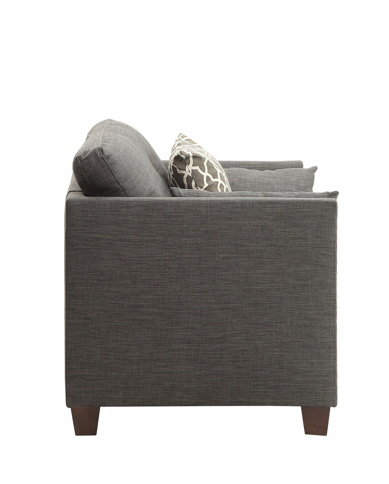 Light Charcoal Arm Chair with 3 Pillows and Nailhead Trim, photo 5 of 7