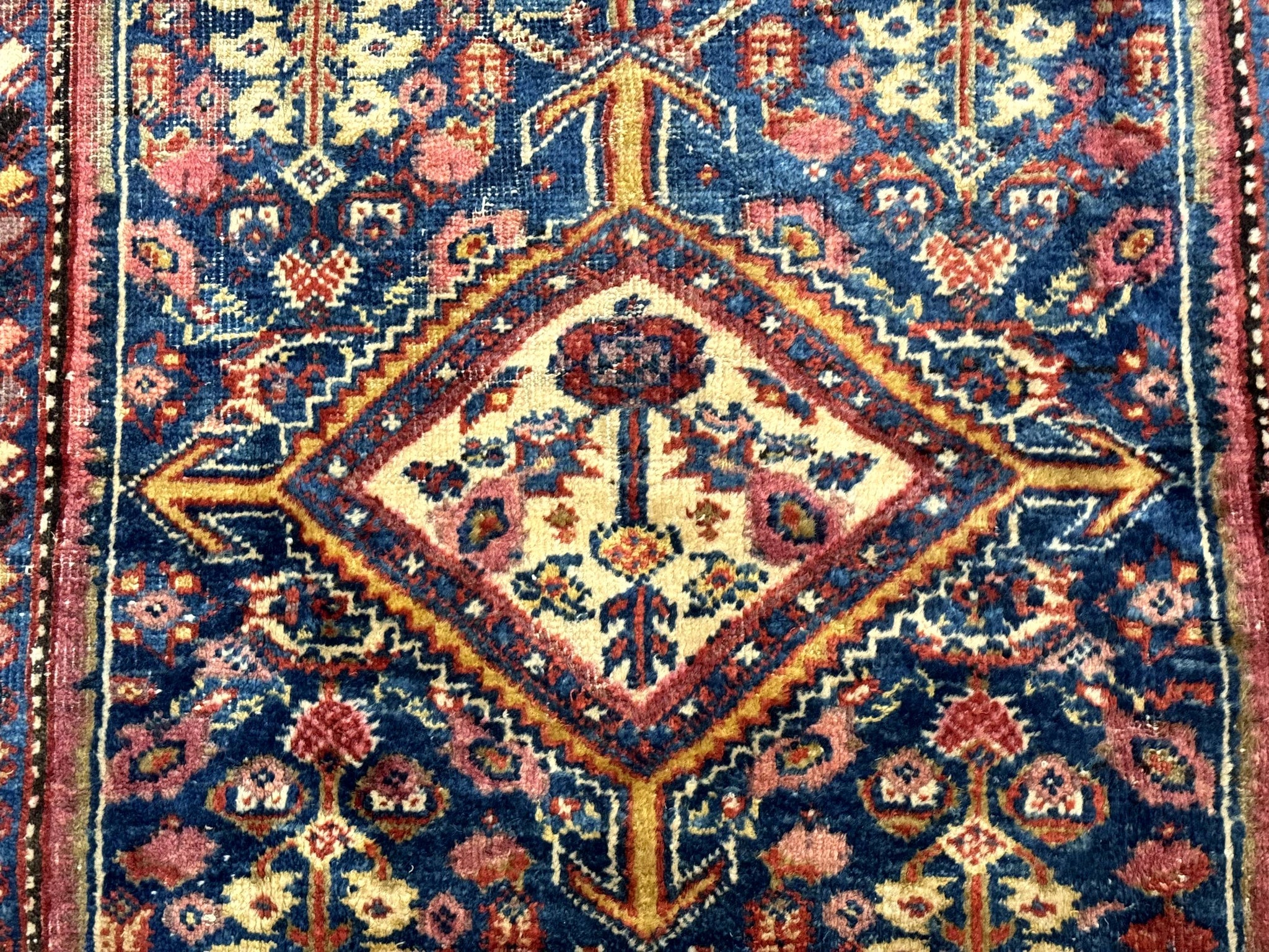 Antique Persian Rug 4x7, Blue and Red Malayer Carpet, Rare by Jewel Rugs