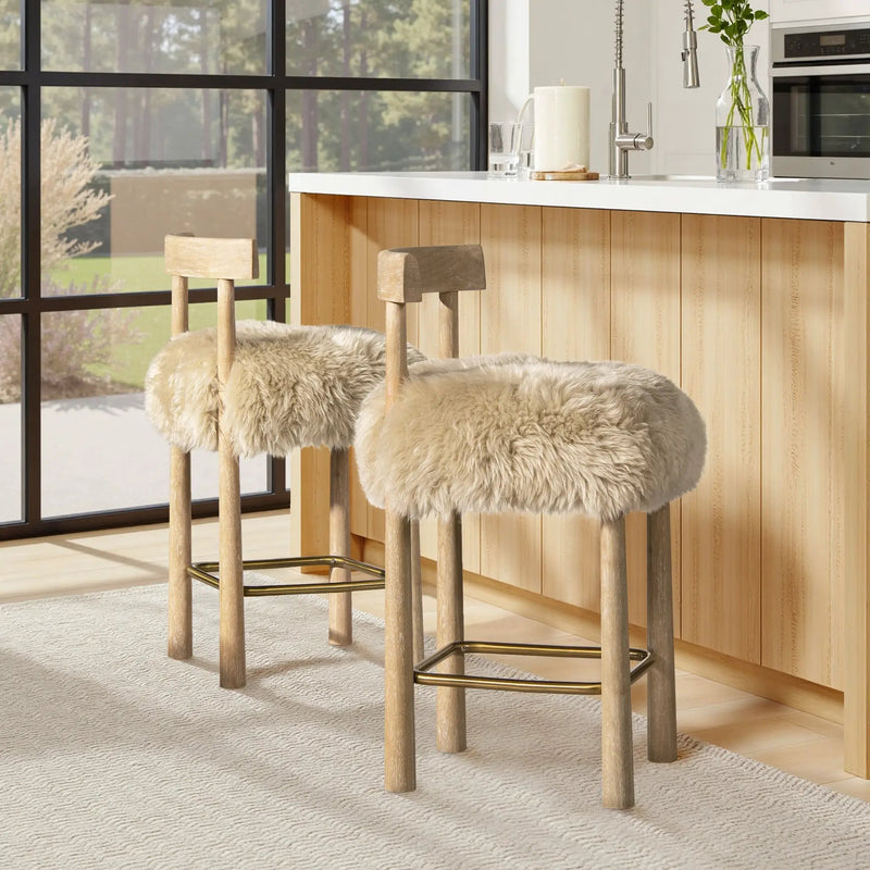 Arden 27.5 Genuine Fur Counter Height Bar Stool by HouseOfZazla