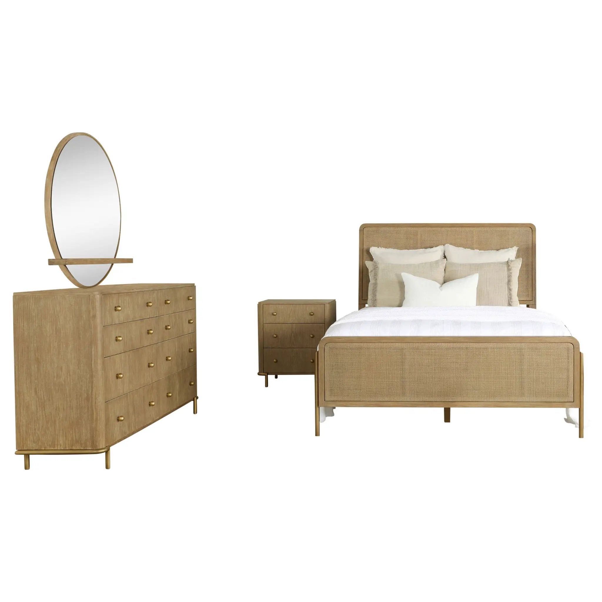 Stevie Sand Wash Natural Cane 4-Piece Eastern King Bedroom Set by HouseOfZazla