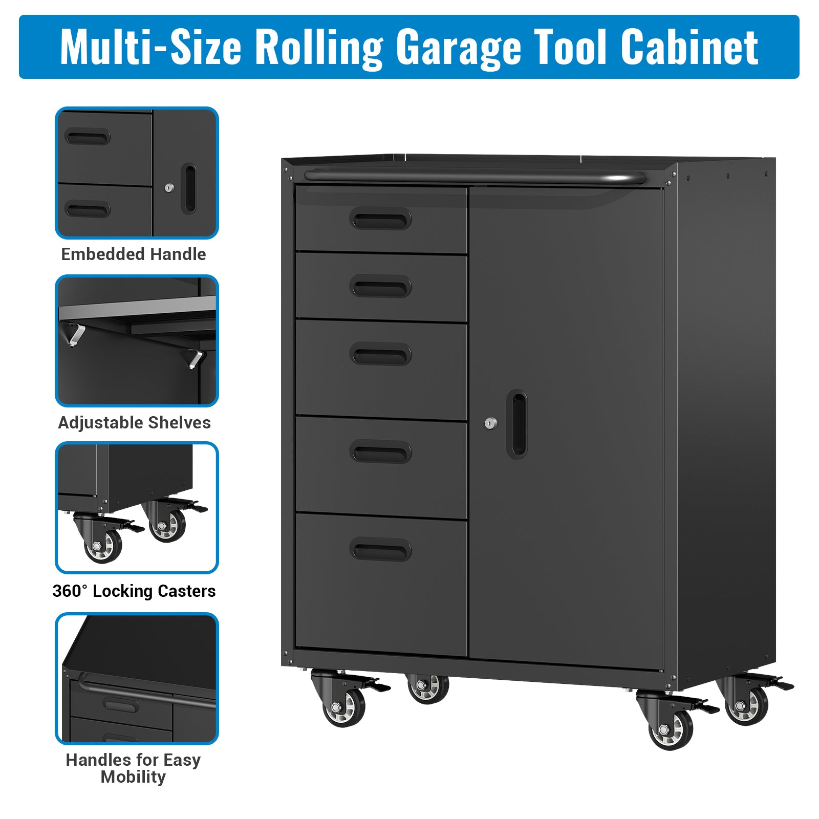 Metal Tool Garage Storage Cabinet with 5 Drawers and 1 Door by HouseOfZazla