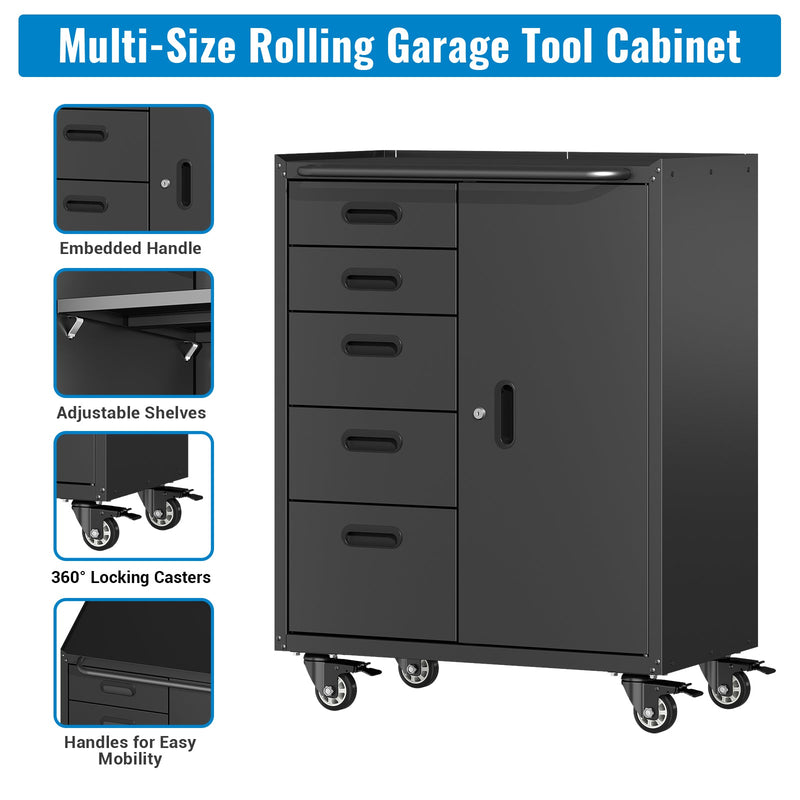 Metal Tool Garage Storage Cabinet with 5 Drawers and 1 Door by HouseOfZazla