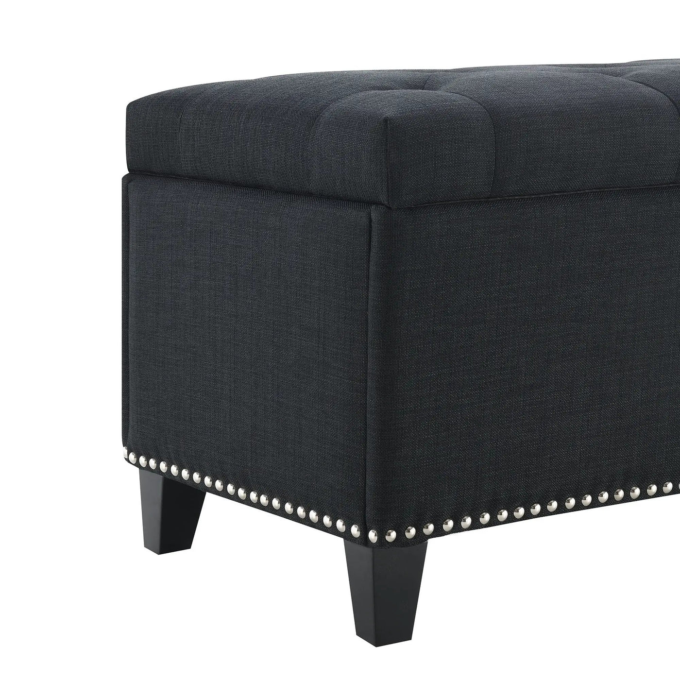Button-Tufted Storage Ottoman With Safety Close Hinge by HouseOfZazla
