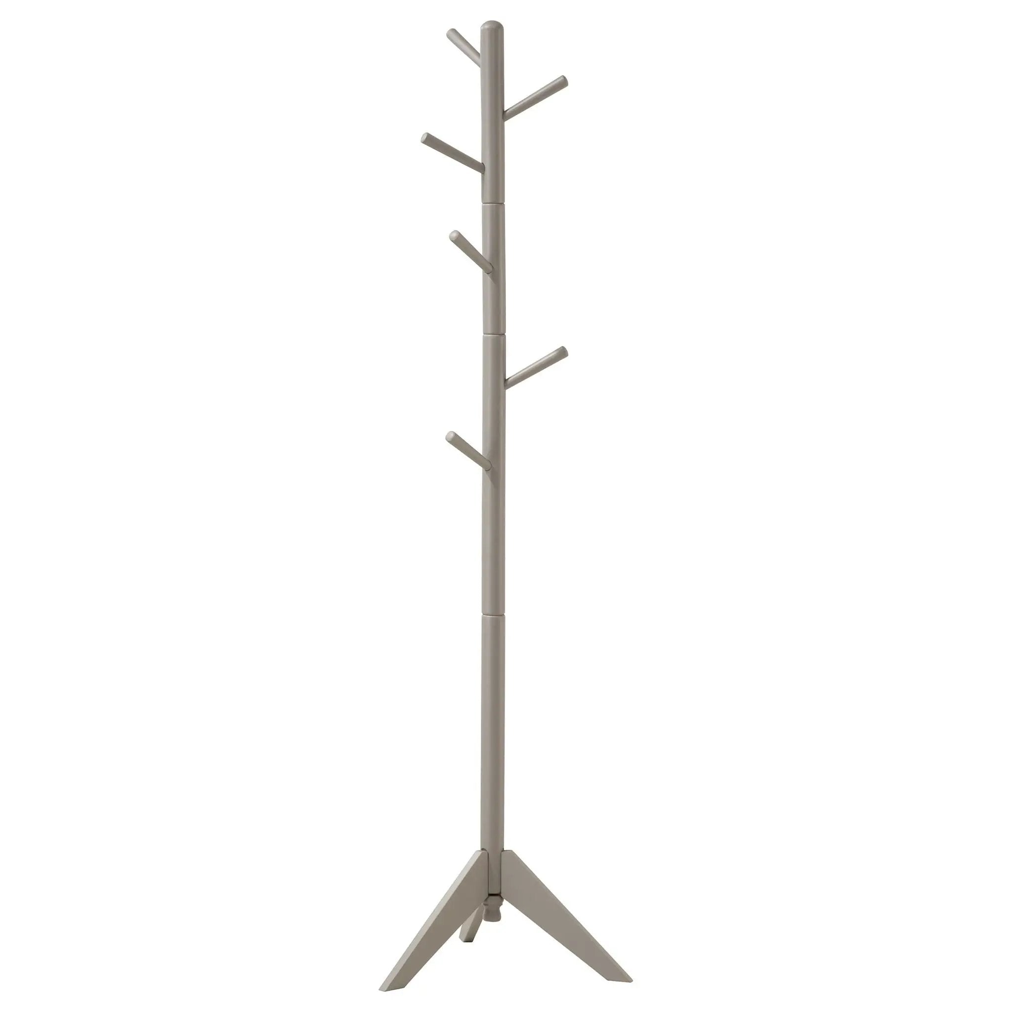 Devlin 6 Hook Freestanding Wood Coat Rack Hat Hanger Grey by Unique Piece Furniture