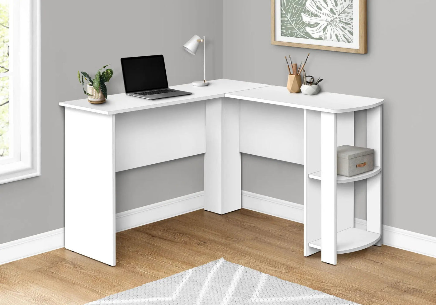 L-Shaped Corner Computer Desk with Storage Shelves by HouseOfZazla