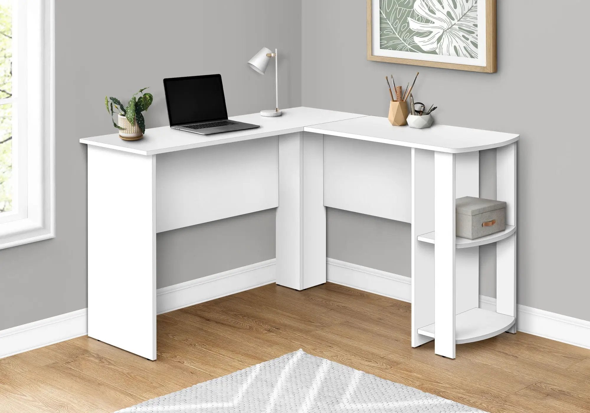 L-Shaped Corner Computer Desk with Storage Shelves by HouseOfZazla
