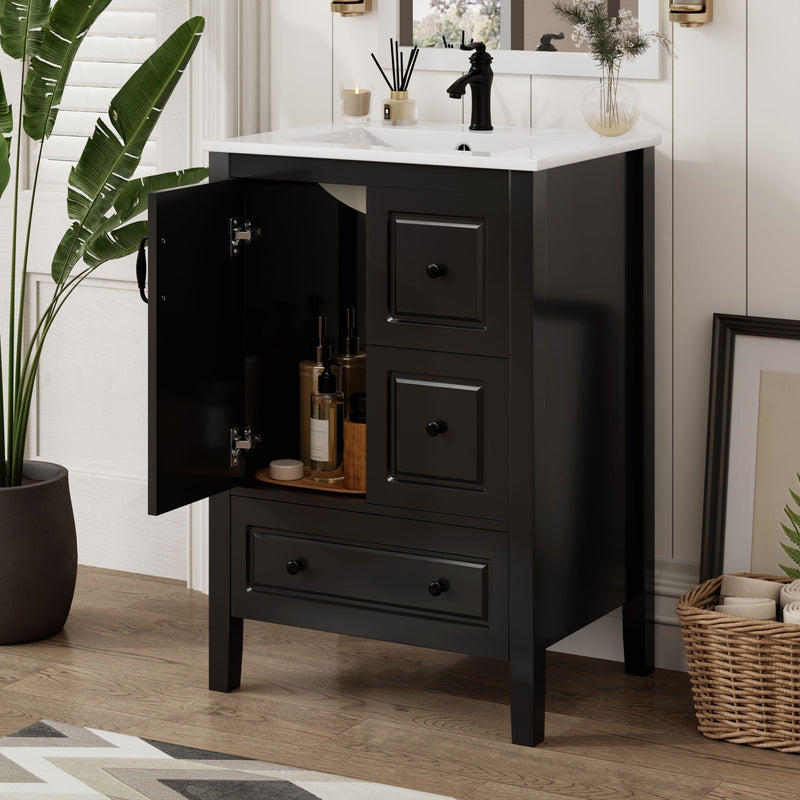 Retro Bathroom Vanity With Sink, Soft Closing Cabinet & Drawers by HouseOfZazla